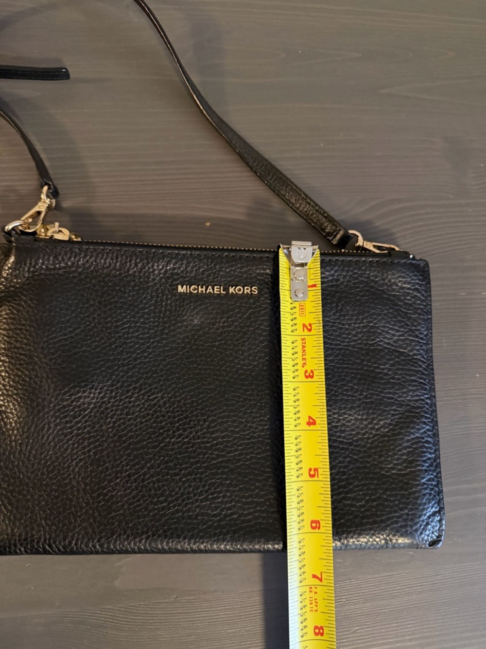 Michael Kors Black Adele Pebbled Leather Crossbody Purse - Picture 10 of 10